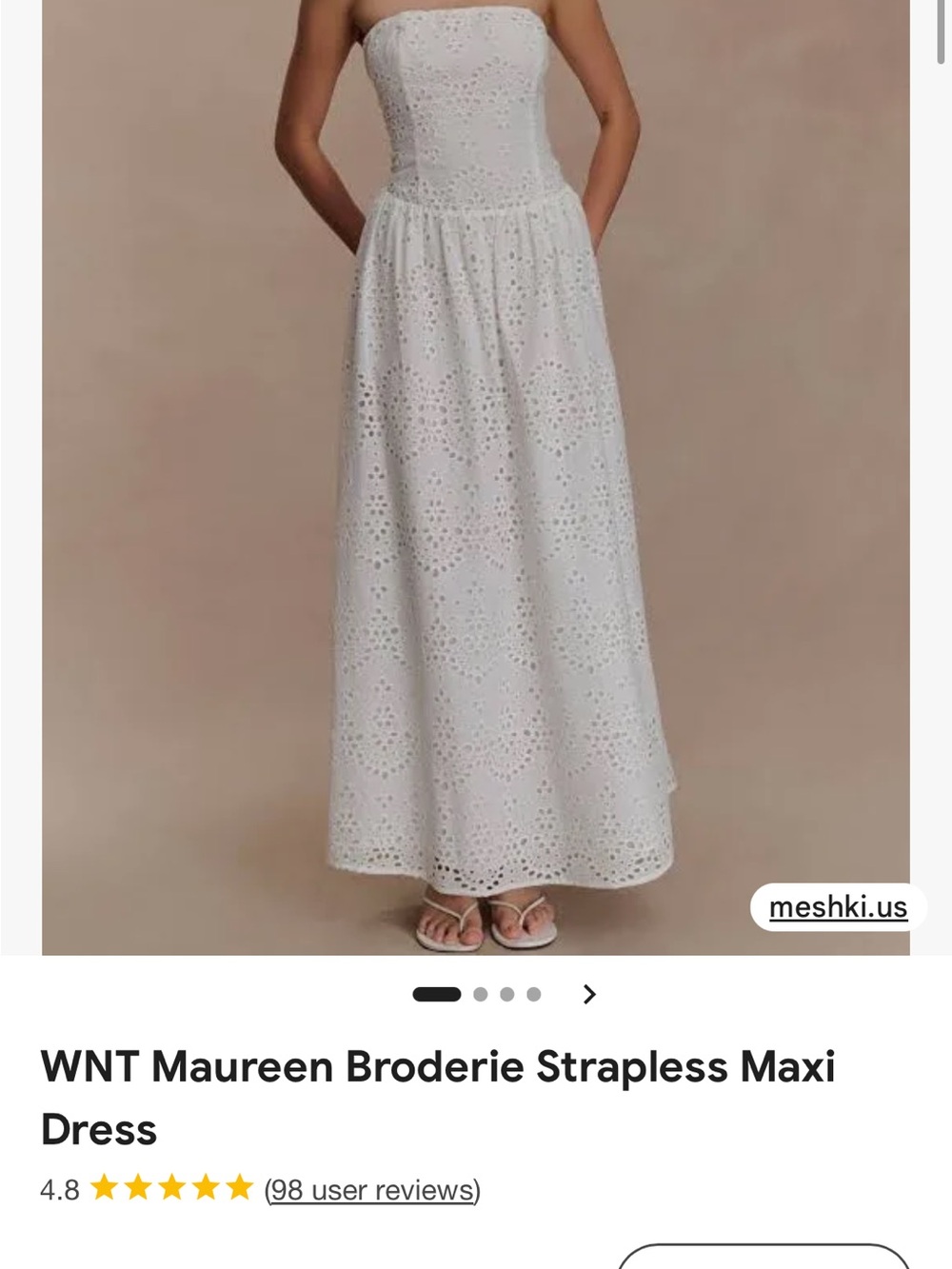 Meshki White Broderie Strapless Maxi Skirt
